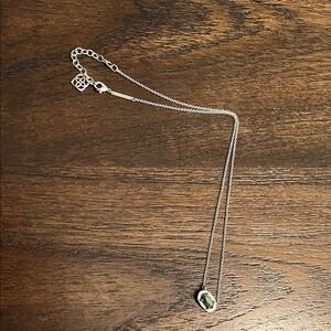 EUC Kendra Scott Silver Necklace with Green Pendant